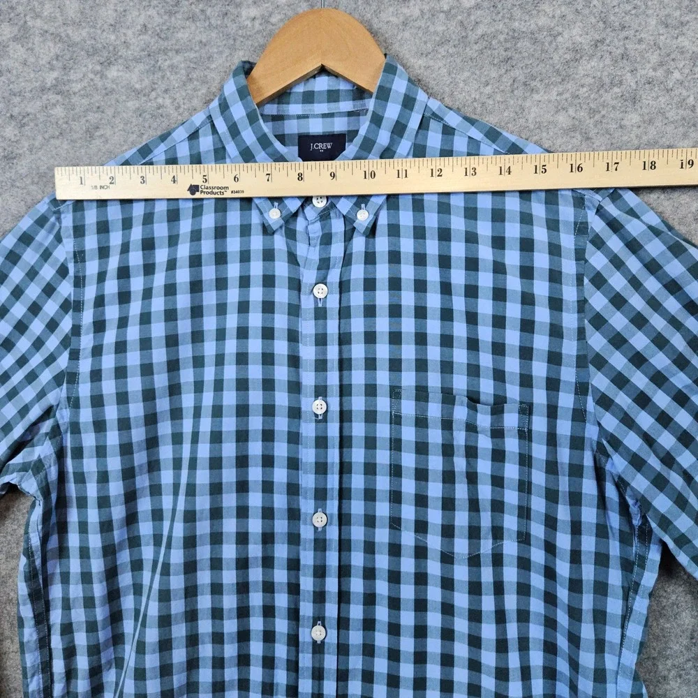 J Crew Men's Blue & Green Checked Button Down Shirt Size M 100% Cotton‎ SMUDGE